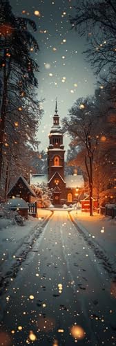 Diamond Painting Kirche Diamond Painting Kinder, Crystal Art Winter Mosaikherstellung 5D DIY Vollbohrer Diamanten Malerei Stickerei Kreuzstich für Deko Wohnzimmer, Geschenke (90x270cm) -pg2504JF von Zeipopge