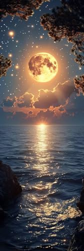 Diamond Painting Landschaft Diamond Painting Erwachsene Groß XXL (100x300cm), 5D DIY Mosaikherstellung Mond Crystal Art Stickerei Kreuzstich für kinder Anfänger, Deko Wohnzimmer, Geschenke -pg2504Y8 von Zeipopge