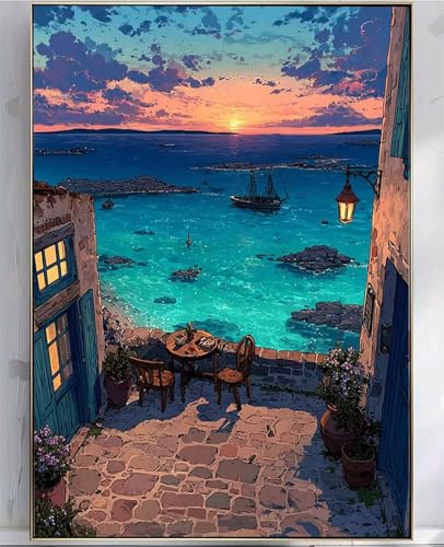 Diamond Painting Ozean, Diamond painting Erwachsene Landschaft Muster Design 5D DIY Eckige Vollbohrer Diamanten Malerei Stickerei Kreuzstich Basteln für Deko Wohnzimmer (80x110cm) -zpg2507873M1 von Zeipopge