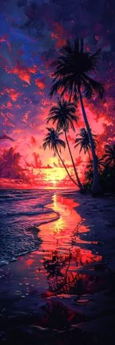 Diamond Painting Strand Diamond Painting Kinder, Crystal Art Sonnenuntergang Mosaikherstellung 5D DIY Vollbohrer Diamanten Malerei Stickerei Kreuzstich für Deko Wohnzimmer (90x270cm) -pg2504T97H4 von Zeipopge