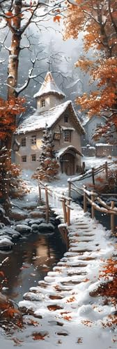 Diamond Painting Winter Diamond Painting Kinder, Crystal Art Häuser Mosaikherstellung 5D DIY Vollbohrer Diamanten Malerei Stickerei Kreuzstich für Deko Wohnzimmer, Geschenke (90x270cm) -pg2504S4 von Zeipopge