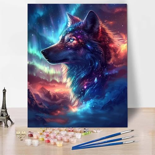 Malen Nach Zahlen Aurora Malen Nach Zahlen Erwachsene, Paint by Numbers Wolf Paint by Numbers Adult Inklusive 3 Pinsel und Acrylfarbe für Zimmer Deko Wohnzimmer, Geschenke 40 X 50 CM -zp253Y9WP72 von Zeipopge