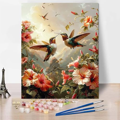 Malen Nach Zahlen Blume Malen Nach Zahlen Erwachsene, Paint by Numbers Kolibri Paint by Numbers Adult Inklusive 3 Pinsel und Acrylfarbe für Zimmer Deko Wohnzimmer, Geschenke (100x135cm) -zp253G7 von Zeipopge