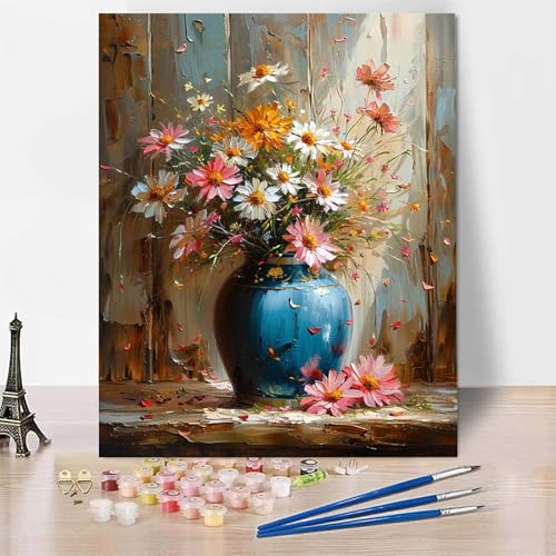 Malen Nach Zahlen Chrysantheme Malen Nach Zahlen Erwachsene, Paint by Numbers Blume Paint by Numbers Adult Inklusive 3 Pinsel und Acrylfarbe für Zimmer Deko Wohnzimmer, Geschenke 40 x 60 cm -zp253S6 von Zeipopge