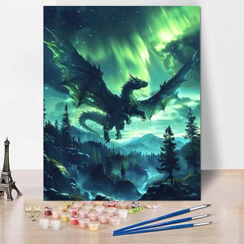 Malen Nach Zahlen Drachen Malen Nach Zahlen Erwachsene, Paint by Numbers Wald Paint by Numbers Adult Inklusive 3 Pinsel und Acrylfarbe für Zimmer Deko Wohnzimmer, Geschenke 30 x 40 cm -zp2538K5YW9 von Zeipopge
