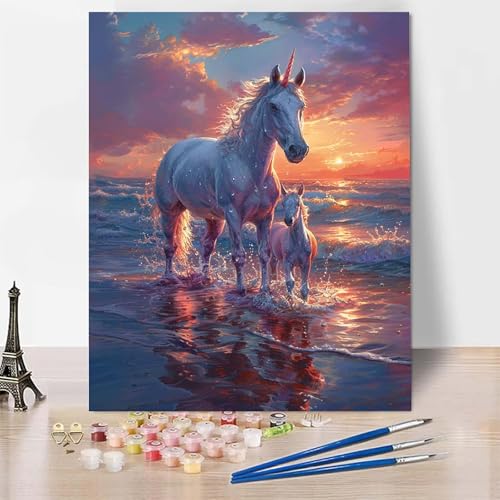 Malen Nach Zahlen Einhorn Malen Nach Zahlen Erwachsene, Paint by Numbers Ozean Paint by Numbers Adult Inklusive 3 Pinsel und Acrylfarbe für Zimmer Deko Wohnzimmer, Geschenke (40 x 50 cm) -zp2534X von Zeipopge