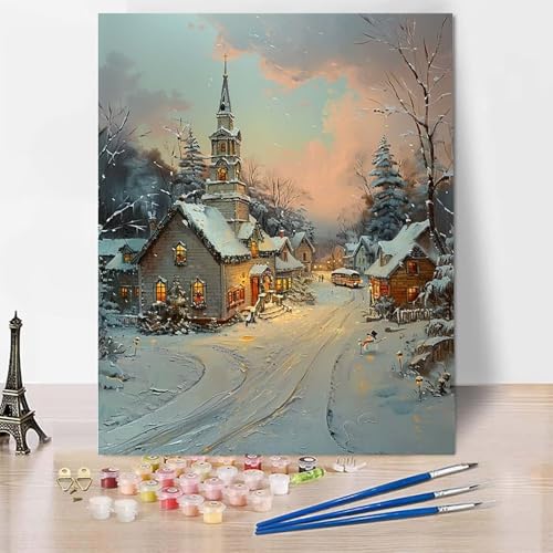 Malen Nach Zahlen Erwachsene Architektur Malen Nach Zahlen, Paint by Numbers Kirche Painting by Numbers Bastelset Erwachsene mit 3 Pinseln und Acrylfarbe für Zimmer Deko (30 x 40 cm) -zp253A2Z6R7 von Zeipopge