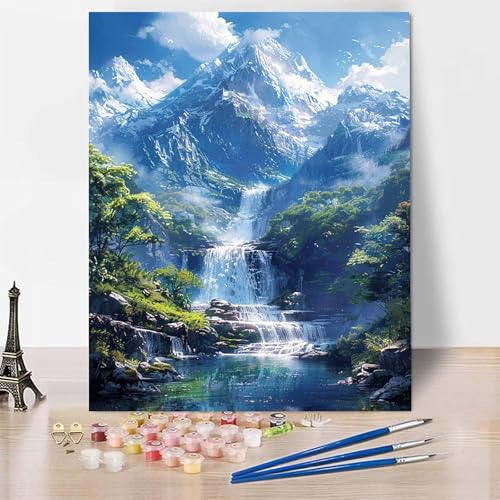 Malen Nach Zahlen Erwachsene Berg Malen Nach Zahlen, Paint by Numbers Schnee Painting by Numbers Bastelset Erwachsene mit 3 Pinseln und Acrylfarbe für Zimmer Deko, Geschenke (60 x 80 cm) -zp253UV von Zeipopge