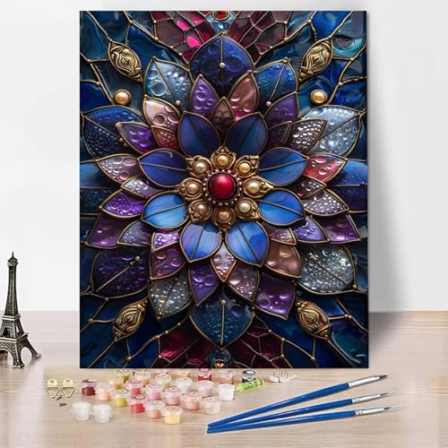 Malen Nach Zahlen Erwachsene Blume Malen Nach Zahlen, Paint by Numbers Lotus Painting by Numbers Bastelset Erwachsene mit 3 Pinseln und Acrylfarbe für Zimmer Deko, Geschenke (70x95cm) -zp253B20324 von Zeipopge