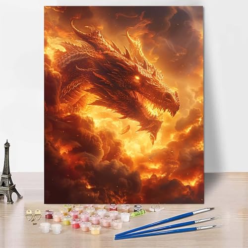 Malen Nach Zahlen Erwachsene Drachen Malen Nach Zahlen, Paint by Numbers Himmel Painting by Numbers Bastelset Erwachsene mit 3 Pinseln und Acrylfarbe für Zimmer Deko, Geschenke (100 x 135 cm) -zp25362 von Zeipopge