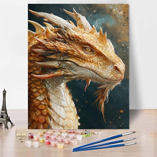 Malen Nach Zahlen Erwachsene Drachen Malen Nach Zahlen, Paint by Numbers Tier Painting by Numbers Bastelset Erwachsene mit 3 Pinseln und Acrylfarbe für Zimmer Deko, Geschenke (100 x 135 cm) -zp2537V von Zeipopge