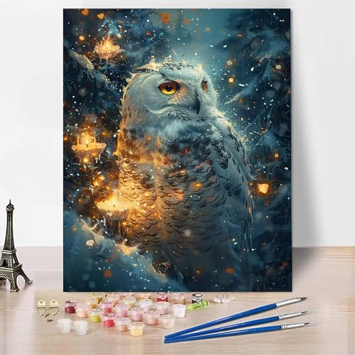 Malen Nach Zahlen Erwachsene Eule Malen Nach Zahlen, Paint by Numbers Tier Painting by Numbers Bastelset Erwachsene mit 3 Pinseln und Acrylfarbe für Zimmer Deko, Geschenke 50 x 65 cm -zp253HJ33QY von Zeipopge