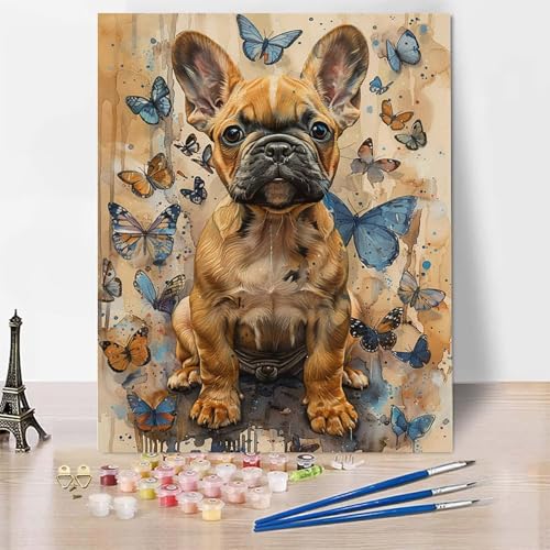 Malen Nach Zahlen Erwachsene Hund Malen Nach Zahlen, Paint by Numbers Hund Painting by Numbers Bastelset Erwachsene mit 3 Pinseln und Acrylfarbe für Zimmer Deko, Geschenke 20 x 30 cm -zp253L6H0CW von Zeipopge