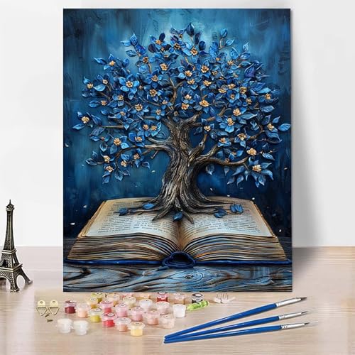 Malen Nach Zahlen Erwachsene Landschaft Malen Nach Zahlen, Paint by Numbers Baum Painting by Numbers Bastelset Erwachsene mit 3 Pinseln und Acrylfarbe für Zimmer Deko, Geschenke (30 x 40 cm) -zp253A2 von Zeipopge