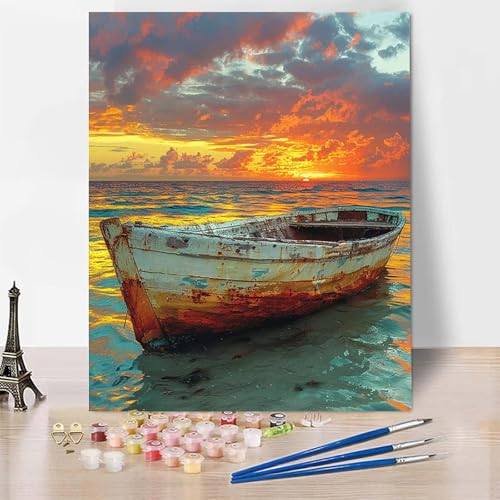 Malen Nach Zahlen Erwachsene Landschaft Malen Nach Zahlen, Paint by Numbers Boot Painting by Numbers Bastelset Erwachsene mit 3 Pinseln und Acrylfarbe für Zimmer Deko, Geschenke 100 X 135 CM -zp2534F von Zeipopge
