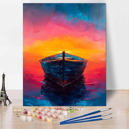 Malen Nach Zahlen Erwachsene Landschaft Malen Nach Zahlen, Paint by Numbers Boot Painting by Numbers Bastelset Erwachsene mit 3 Pinseln und Acrylfarbe für Zimmer Deko (100 x 135 cm) -zp253V88G18 von Zeipopge