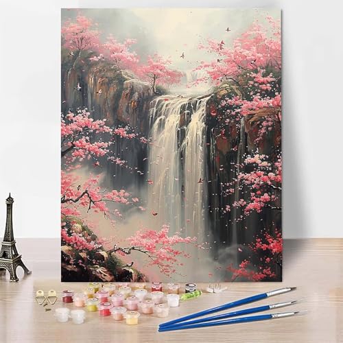 Malen Nach Zahlen Erwachsene Landschaft Malen Nach Zahlen, Paint by Numbers Fallen Painting by Numbers Bastelset Erwachsene mit 3 Pinseln und Acrylfarbe für Zimmer Deko, Geschenke 20 x 30 cm -zp253D0 von Zeipopge