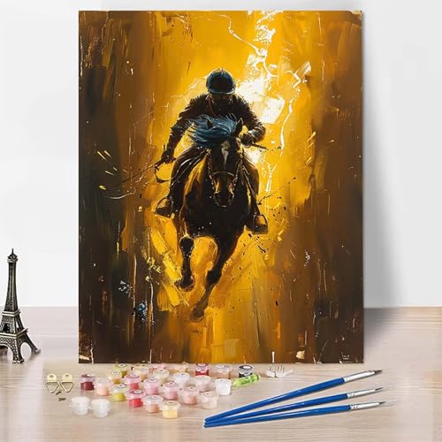 Malen Nach Zahlen Erwachsene Pferd Malen Nach Zahlen, Paint by Numbers Tier Painting by Numbers Bastelset Erwachsene mit 3 Pinseln und Acrylfarbe für Zimmer Deko, Geschenke (40 x 60 cm) -zp253QZ von Zeipopge