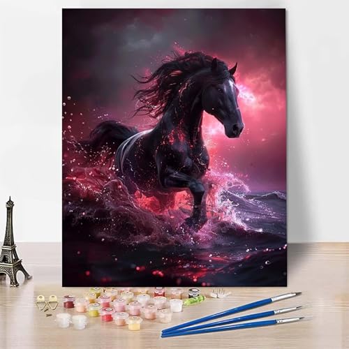 Malen Nach Zahlen Erwachsene Pferd Malen Nach Zahlen, Paint by Numbers Tier Painting by Numbers Bastelset Erwachsene mit 3 Pinseln und Acrylfarbe für Zimmer Deko, Geschenke 40 X 60 CM -zp2537AEDC9 von Zeipopge
