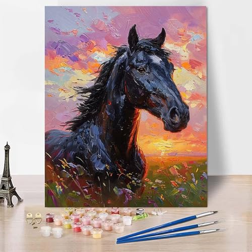 Malen Nach Zahlen Erwachsene Pferd Malen Nach Zahlen, Paint by Numbers Wiese Painting by Numbers Bastelset Erwachsene mit 3 Pinseln und Acrylfarbe für Zimmer Deko, Geschenke (100 x 135 cm) -zp253T6 von Zeipopge
