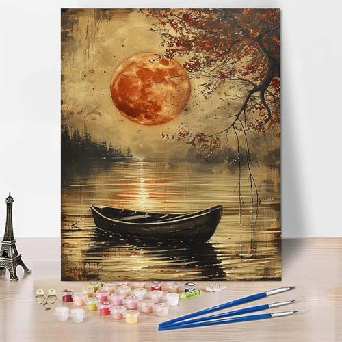 Malen Nach Zahlen Erwachsene Segelboot Malen Nach Zahlen, Paint by Numbers Sonnenuntergang Painting by Numbers Bastelset Erwachsene mit 3 Pinseln und Acrylfarbe für Zimmer Deko (100 x 135 cm) -zp2533I von Zeipopge