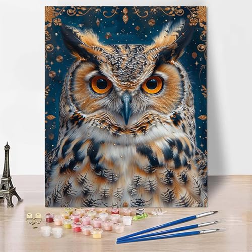 Malen Nach Zahlen Erwachsene Tier Malen Nach Zahlen, Paint by Numbers Eule Painting by Numbers Bastelset Erwachsene mit 3 Pinseln und Acrylfarbe für Zimmer Deko, Geschenke 30 X 40 CM -zp2531UIIP1 von Zeipopge