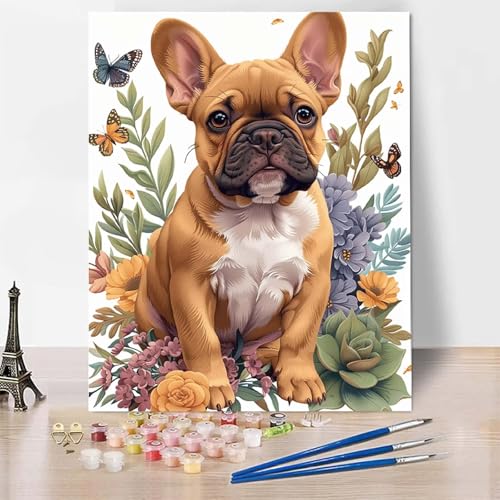 Malen Nach Zahlen Erwachsene Tier Malen Nach Zahlen, Paint by Numbers Hund Painting by Numbers Bastelset Erwachsene mit 3 Pinseln und Acrylfarbe für Zimmer Deko, Geschenke (100 x 135 cm) -zp253U8 von Zeipopge