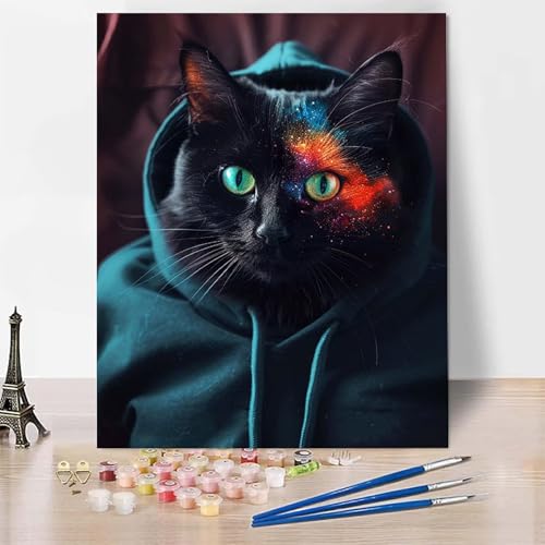 Malen Nach Zahlen Erwachsene Tier Malen Nach Zahlen, Paint by Numbers Katze Painting by Numbers Bastelset Erwachsene mit 3 Pinseln und Acrylfarbe für Zimmer Deko, Geschenke (100 x 135 cm) -zp25326 von Zeipopge