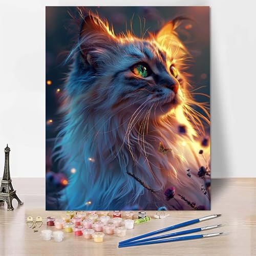 Malen Nach Zahlen Erwachsene Tier Malen Nach Zahlen, Paint by Numbers Katze Painting by Numbers Bastelset Erwachsene mit 3 Pinseln und Acrylfarbe für Zimmer Deko, Geschenke 100 X 135 CM -zp25324 von Zeipopge