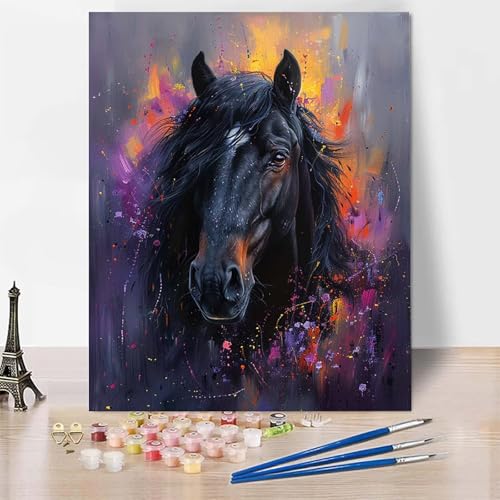 Malen Nach Zahlen Erwachsene Tier Malen Nach Zahlen, Paint by Numbers Pferd Painting by Numbers Bastelset Erwachsene mit 3 Pinseln und Acrylfarbe für Zimmer Deko, Geschenke (60 x 80 cm) -zp253G2 von Zeipopge