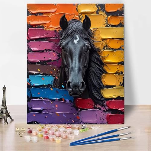 Malen Nach Zahlen Erwachsene Tier Malen Nach Zahlen, Paint by Numbers Pferd Painting by Numbers Bastelset Erwachsene mit 3 Pinseln und Acrylfarbe für Zimmer Deko, Geschenke 50 x 65 cm -zp25303W0CT von Zeipopge