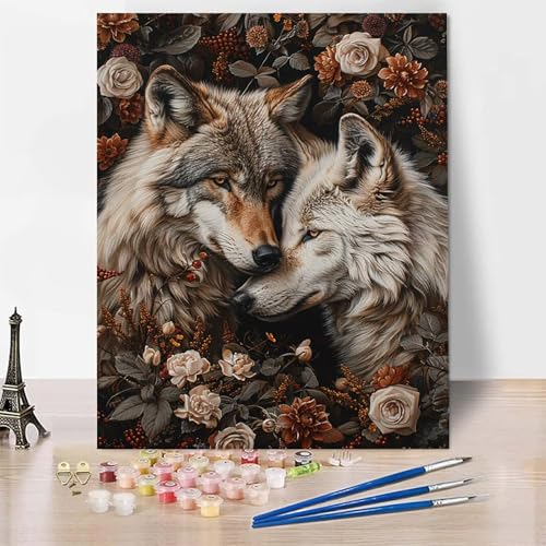 Malen Nach Zahlen Erwachsene Tier Malen Nach Zahlen, Paint by Numbers Wolf Painting by Numbers Bastelset Erwachsene mit 3 Pinseln und Acrylfarbe für Zimmer Deko, Geschenke 70 x 95 cm -zp253K57CK8 von Zeipopge