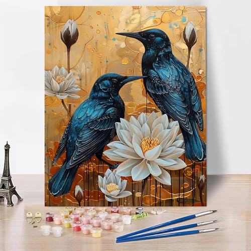 Malen Nach Zahlen Erwachsene Vogel Malen Nach Zahlen, Paint by Numbers Blume Painting by Numbers Bastelset Erwachsene mit 3 Pinseln und Acrylfarbe für Zimmer Deko, Geschenke (100 x 135 cm) -zp253KZ von Zeipopge
