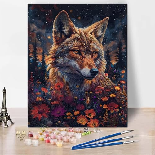 Malen Nach Zahlen Erwachsene Wolf Malen Nach Zahlen, Paint by Numbers Chrysantheme Painting by Numbers Bastelset Erwachsene mit 3 Pinseln und Acrylfarbe für Zimmer Deko (100 x 135 cm) -zp2538VKAOD von Zeipopge