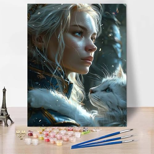 Malen Nach Zahlen Frau Malen Nach Zahlen Erwachsene, Paint by Numbers Katze Paint by Numbers Adult Inklusive 3 Pinsel und Acrylfarbe für Zimmer Deko Wohnzimmer, Geschenke (50 x 65 cm) -zp253L97959 von Zeipopge