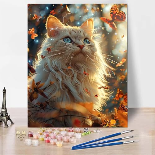 Malen Nach Zahlen Katze Malen Nach Zahlen Erwachsene, Paint by Numbers Schmetterling Paint by Numbers Adult Inklusive 3 Pinsel und Acrylfarbe für Zimmer Deko Wohnzimmer, Geschenke (100x135cm) -zp25361 von Zeipopge