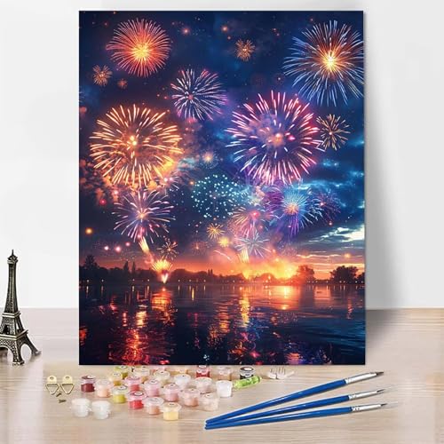 Malen Nach Zahlen Landschaft Malen Nach Zahlen Erwachsene, Paint by Numbers Feuerwerk Paint by Numbers Adult Inklusive 3 Pinsel und Acrylfarbe für Zimmer Deko, Geschenke (100x135cm) -zp253B2KBW0 von Zeipopge