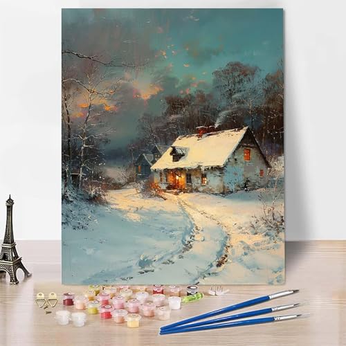 Malen Nach Zahlen Landschaft Malen Nach Zahlen Erwachsene, Paint by Numbers Häuser Paint by Numbers Adult Inklusive 3 Pinsel und Acrylfarbe für Zimmer Deko Wohnzimmer, Geschenke (30x40cm) -zp25395 von Zeipopge