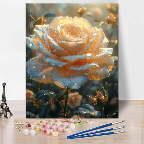 Malen Nach Zahlen Rose Malen Nach Zahlen Erwachsene, Paint by Numbers Anlage Paint by Numbers Adult Inklusive 3 Pinsel und Acrylfarbe für Zimmer Deko Wohnzimmer, Geschenke 50 X 65 CM -zp253G4HR8V von Zeipopge