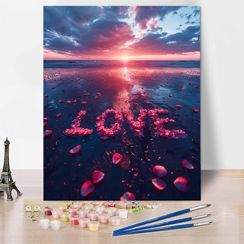 Malen Nach Zahlen Strand Malen Nach Zahlen Erwachsene, Paint by Numbers Kirschblüten Paint by Numbers Adult Inklusive 3 Pinsel und Acrylfarbe für Zimmer Deko Wohnzimmer, Geschenke 30 x 40 cm -zp25379 von Zeipopge