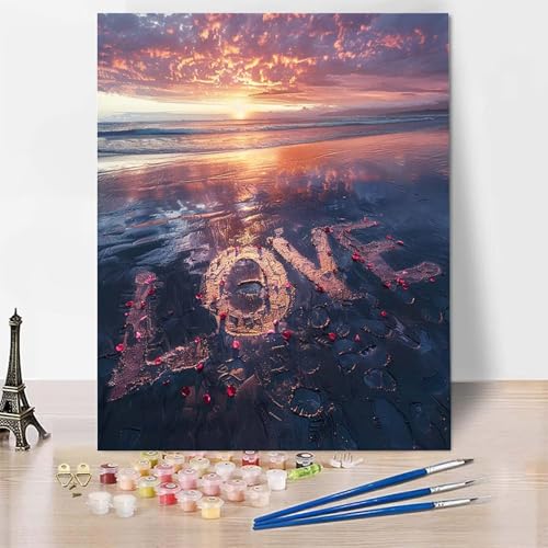 Malen Nach Zahlen Strand Malen Nach Zahlen Erwachsene, Paint by Numbers Sonnenuntergang Paint by Numbers Adult Inklusive 3 Pinsel und Acrylfarbe für Zimmer Deko, Geschenke (100x135cm) -zp253N2YCD2 von Zeipopge