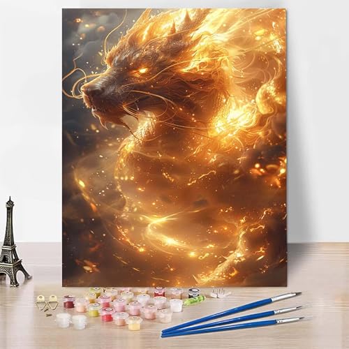 Malen Nach Zahlen Tier Malen Nach Zahlen Erwachsene, Paint by Numbers Drachen Paint by Numbers Adult Inklusive 3 Pinsel und Acrylfarbe für Zimmer Deko Wohnzimmer, Geschenke 20 X 30 CM -zp253SMN830 von Zeipopge