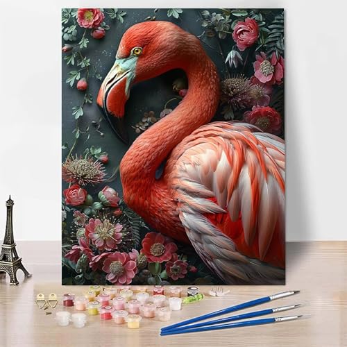 Malen Nach Zahlen Tier Malen Nach Zahlen Erwachsene, Paint by Numbers Flamingo Paint by Numbers Adult Inklusive 3 Pinsel und Acrylfarbe für Zimmer Deko Wohnzimmer, Geschenke (100x135cm) -zp253VC von Zeipopge