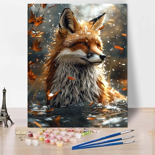 Malen Nach Zahlen Tier Malen Nach Zahlen Erwachsene, Paint by Numbers Fuchs Paint by Numbers Adult Inklusive 3 Pinsel und Acrylfarbe für Zimmer Deko Wohnzimmer, Geschenke (50 x 65 cm) -zp25323BA55 von Zeipopge