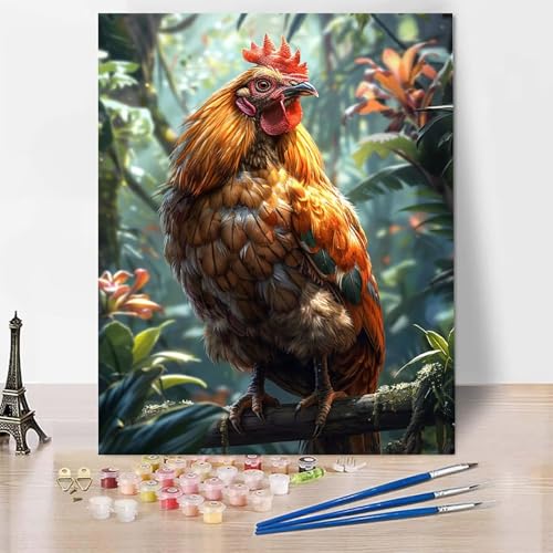 Malen Nach Zahlen Tier Malen Nach Zahlen Erwachsene, Paint by Numbers Huhn Paint by Numbers Adult Inklusive 3 Pinsel und Acrylfarbe für Zimmer Deko Wohnzimmer, Geschenke (100x135cm) -zp253E0552Y von Zeipopge
