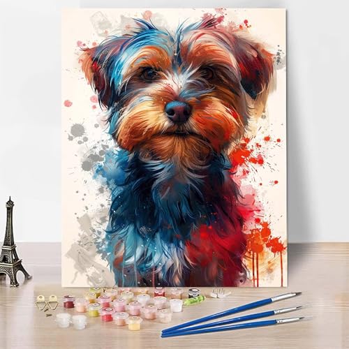 Malen Nach Zahlen Tier Malen Nach Zahlen Erwachsene, Paint by Numbers Hund Paint by Numbers Adult Inklusive 3 Pinsel und Acrylfarbe für Zimmer Deko Wohnzimmer, Geschenke (40 x 50 cm) -zp253CEY3S2 von Zeipopge