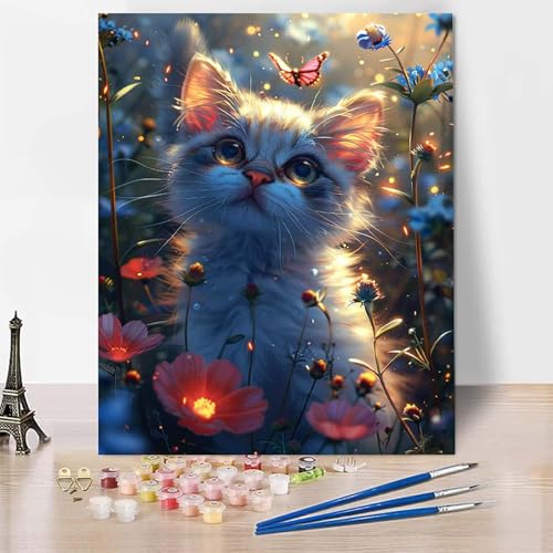 Malen Nach Zahlen Tier Malen Nach Zahlen Erwachsene, Paint by Numbers Katze Paint by Numbers Adult Inklusive 3 Pinsel und Acrylfarbe für Zimmer Deko Wohnzimmer, Geschenke (70 x 95 cm) -zp253V05II8 von Zeipopge