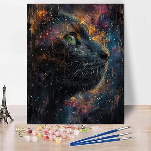 Malen Nach Zahlen Tier Malen Nach Zahlen Erwachsene, Paint by Numbers Katze Paint by Numbers Adult Inklusive 3 Pinsel und Acrylfarbe für Zimmer Deko Wohnzimmer, Geschenke für Frauen (60x80cm) -zp253Q9 von Zeipopge