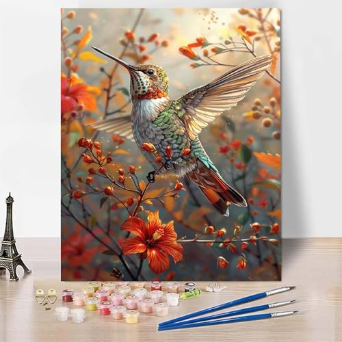 Malen Nach Zahlen Tier Malen Nach Zahlen Erwachsene, Paint by Numbers Kolibri Paint by Numbers Adult Inklusive 3 Pinsel und Acrylfarbe für Zimmer Deko Wohnzimmer, Geschenke (30x40cm) -zp253NW2FHJ von Zeipopge
