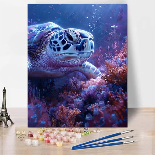 Malen Nach Zahlen Tier Malen Nach Zahlen Erwachsene, Paint by Numbers Meeresschildkröten Paint by Numbers Adult Inklusive 3 Pinsel und Acrylfarbe für Zimmer Deko, Geschenke (100x135cm) -zp253I4 von Zeipopge